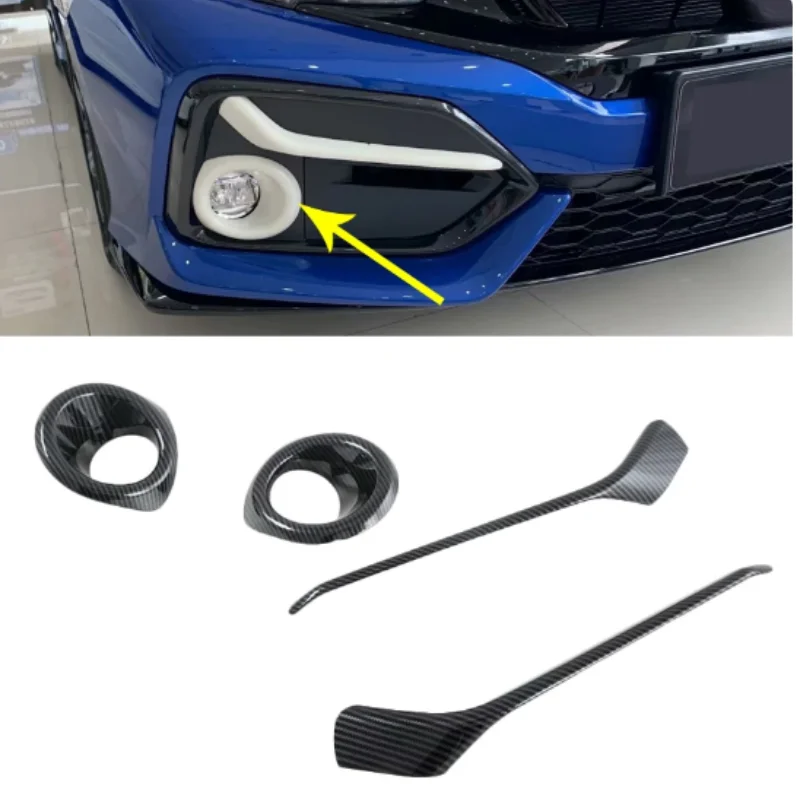 

For Honda Civic 10th 2020-2021 ABS Chrome Front Foglight Strip Trims Fog Lamp Eyelid Eyebrow Frame Cover Sticker Car Accessorie