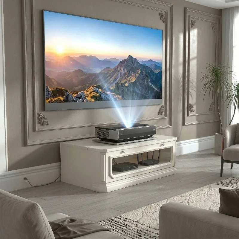 All solid wood American retro cream style European telescopic laser TV special TV cabinet 2026 can be customized small