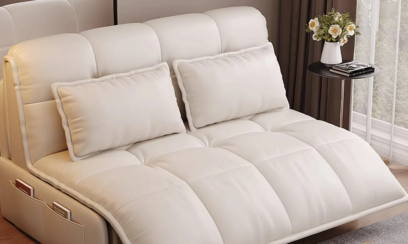 Sofa bed retractable small apartment living room bedroom multi-functional cream wind foldable sitting and sleeping single sofa