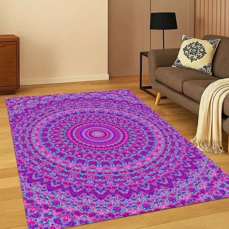 Bohemia Mandala Magic Flower Yoga Carpet Rug for Bedroom Living Room Sofa Playroom Doormat Home Decor, Game Area Rug Non-slip