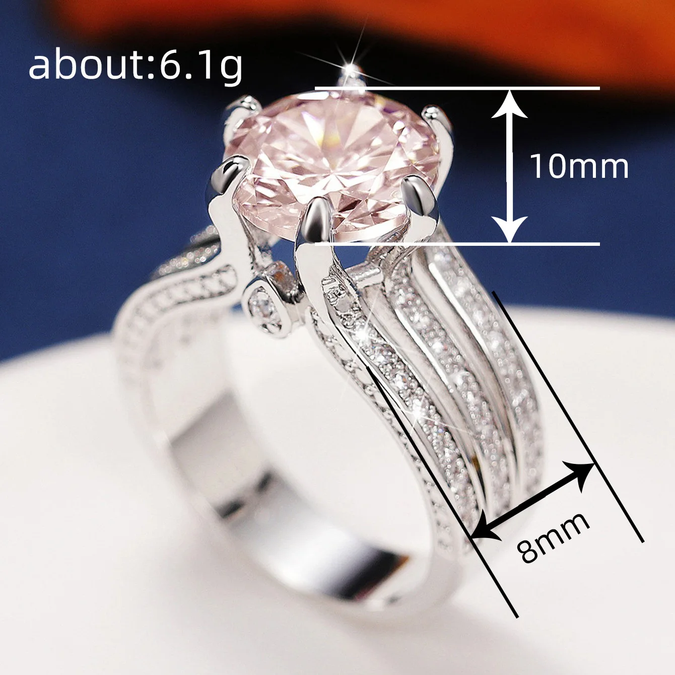 Huitan Luxury Trendy Wedding Engagement Rings for Women Three Metal Color Pink/White Cubic Zirconia Ring Wholesale Hot Jewelry