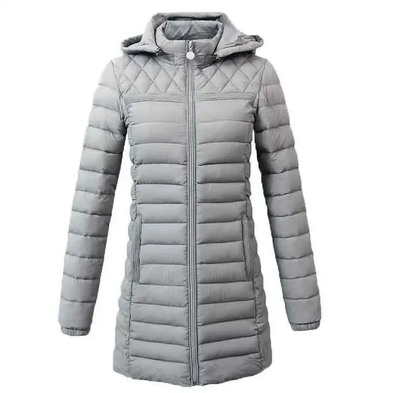 New Women Winter Hooded Warm Coat Slim Candy Color Cotton Padded Basic Jacket Female Medium-long jaqueta feminina