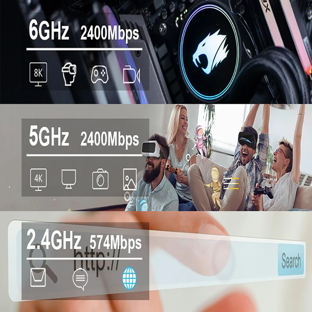Teldaykemei WiFi 6E AX5400 BT5.3 Tri Band 2.4G/5G/6Ghz Wireless PCIE Adapter RTL8852CE 802.11AX Network Card For PC Win 10/11
