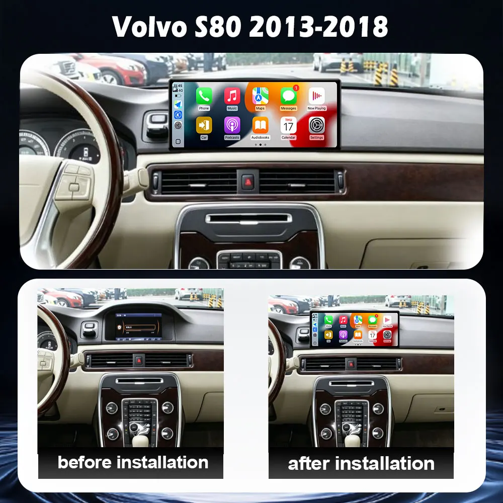 Android 16 12.3 inch QLED Screen For Volvo S80 2013-2018 Radio Carplay Car Multimedia Player Auto Navigation WIFI GPS BT 4G