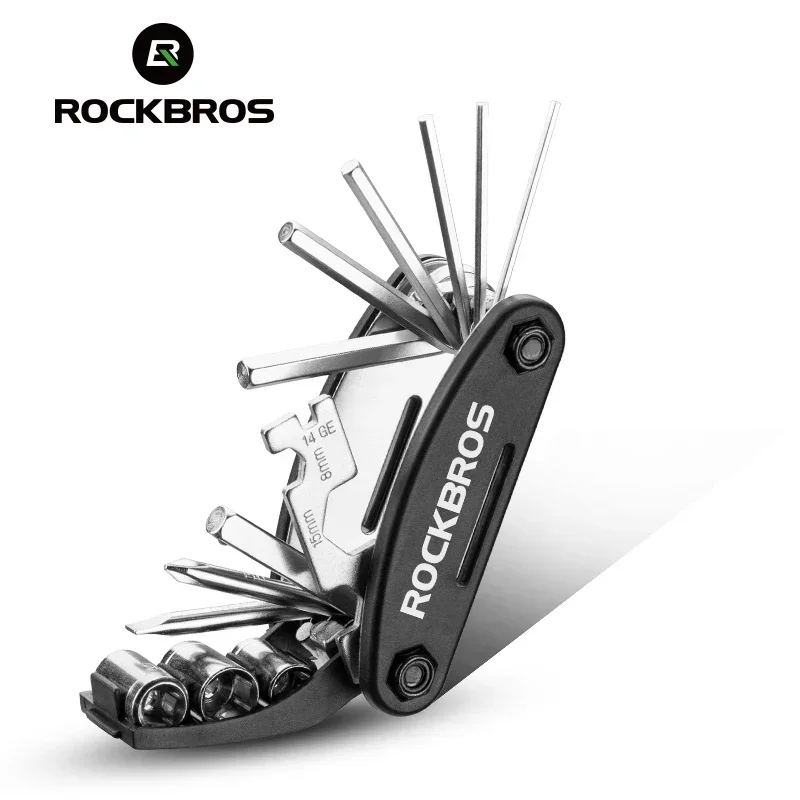 ROCKBROS 16 in 1 Bike Bicycle Multi Repair Tool Set Kit Hex Spoke Cycle Screwdriver Tool Wrench Mountain Cycle Tool Sets Black