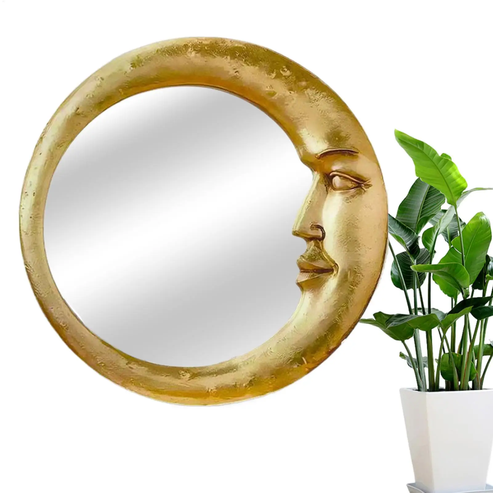 مرآة حائط على شكل قمر ساحرة من التسعينيات للهالوين، ديكور حمام خفيف الوزن للشقة، النوم، المطبخ، غرفة المعيشة، المنازل للإيجار #1