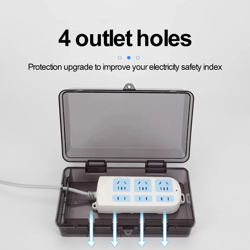 

Horizontal Mounting Outdoor Charging Lockable Extension Box 6 Output Holes Box ABS Material Heavy-duty Waterproof