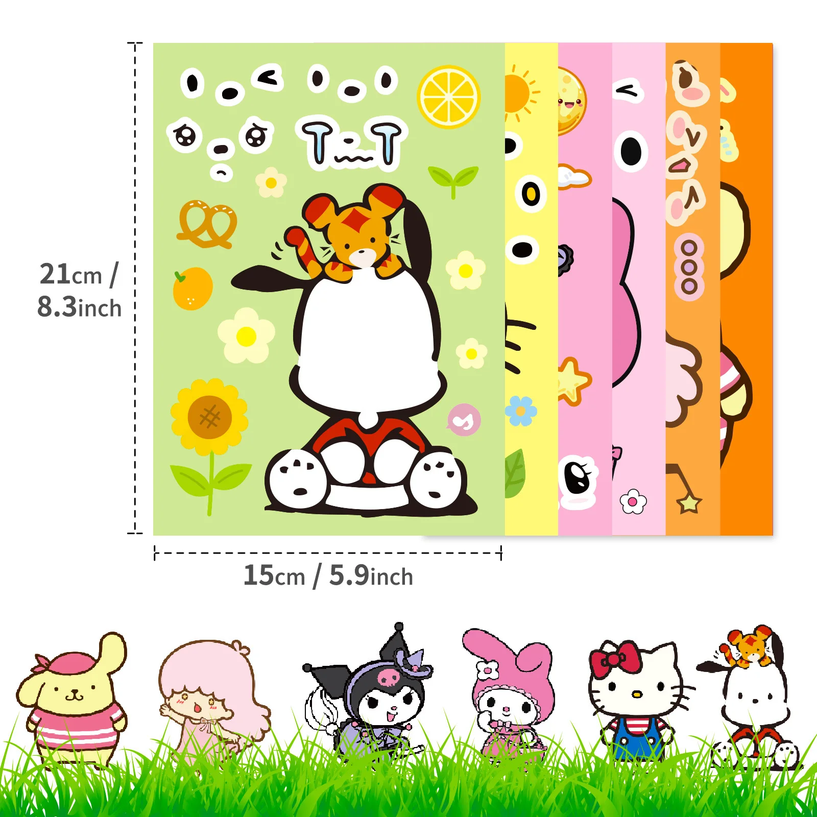 6/12Sheets Kuromi Hello Kitty Puzzle Stickers Make-a-Face Assemble Funny Anime Decal Assemble Jigsaw DIY Children Girl Toy Gift