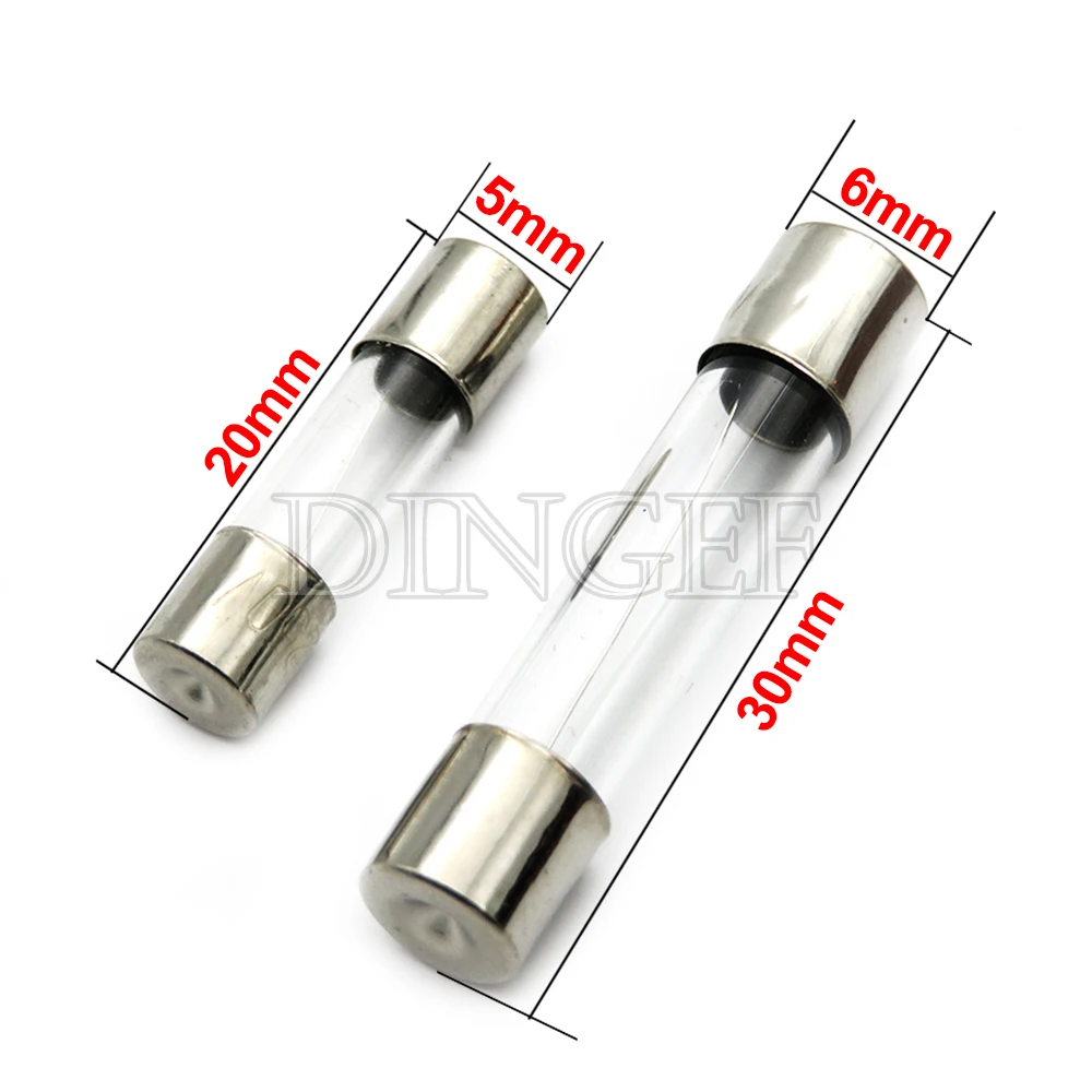 10PC 5*20mm 6*30mm Fast Blow Glass Tube Fuses 5x20mm 6x30mm 250V 0.5A 1A 2A 3A 4A 5A 6A 8A 10A 15A 20A 25A 30A 0.75A AMP Fuse