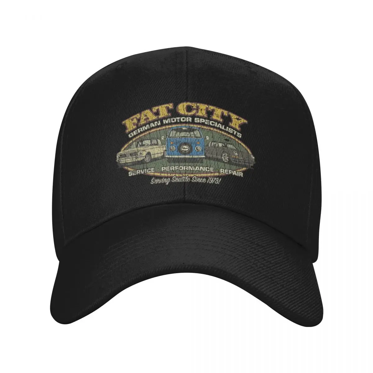 Fat City German Motor Specialists 1973 Baseball Cap Trucker Cap Thermal Visor Hats Man Women's