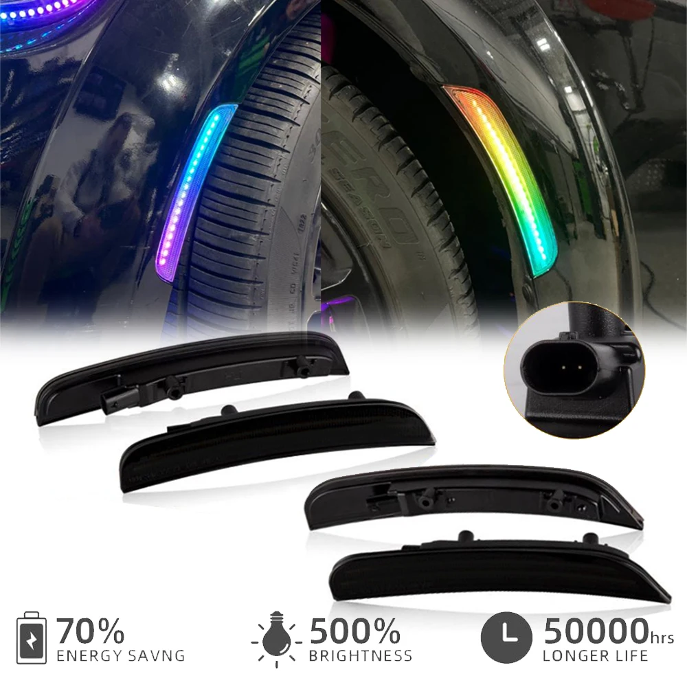 

RGB светодиодный передний и задний фонарь на крыло, боковой габаритный предупредительный прожектор для Dodge Charger 2015-2023, красочные автозапчасти, аксессуары