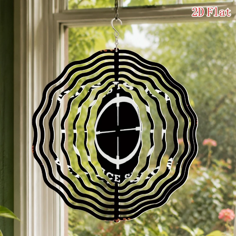 2D Flat Windmill Decoration, This Is My Peace Pattern Metal  Rotating Wind Chime with, Outdoor Garden and Patio Decoration