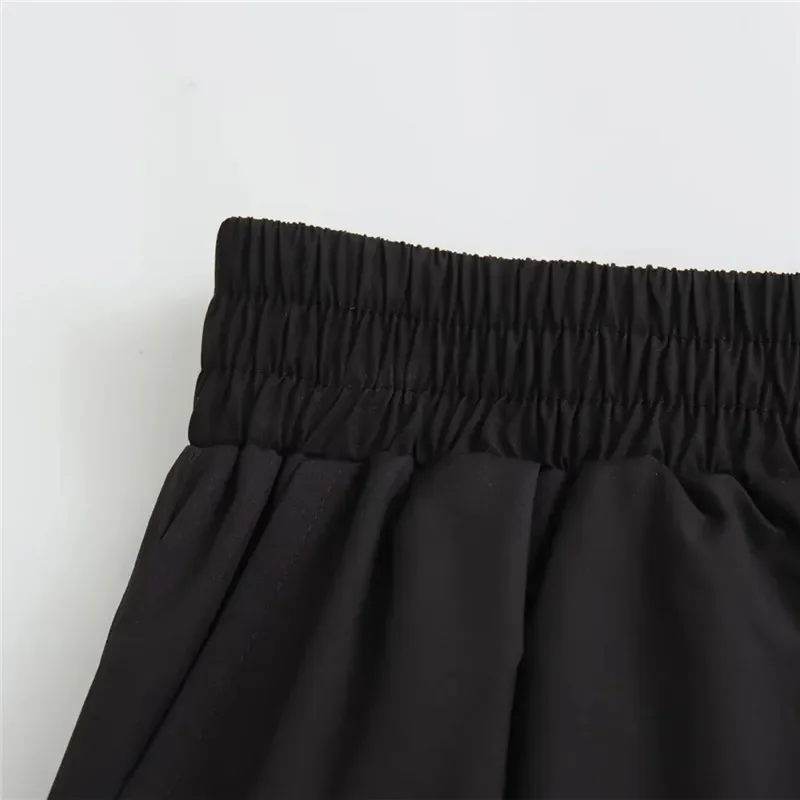 TRAF 2024 Women\'s Skirt Black Long Skirt Woman Spring Loose Elegant Skirts For Women Casual Social High Waist Midi Skirt