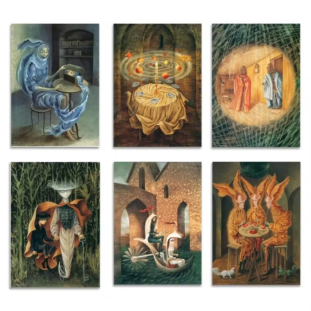 Impresión de Remedios Varo, Esquiador, Tejido, Espacio Tiempo, Vampiro, vegano, impresión artística en lienzo, póster, regalo de inauguración de casa