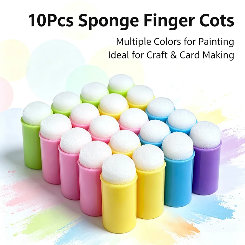 10Pcs Sponge Finger Daubers Soft Foam Painting Tool DIY Craft Ink Blending Stamps for Card Making HHHM02