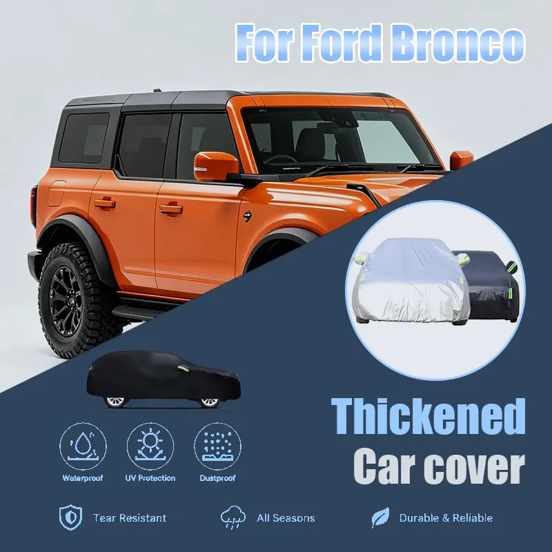 

For Ford Bronco Full Car Cover Reflective Strips Waterproof Snowproof Dustproof UV Protection Outdoor Auto Accessories
