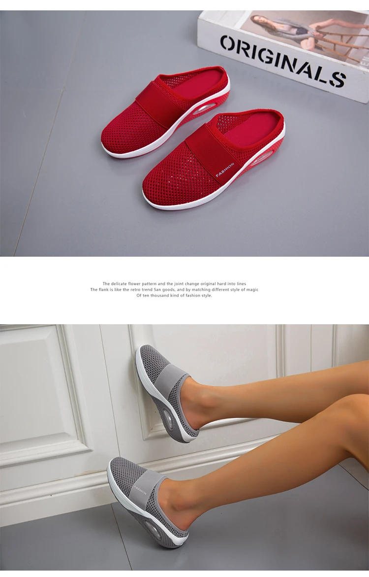 2025, Sommer europäische und amerikanische große Baotou-Halbhausschuhe für Damen, Mesh, ohne Absatz, Slip-on-Damenschuhe, flache Schuhe – Detail 18