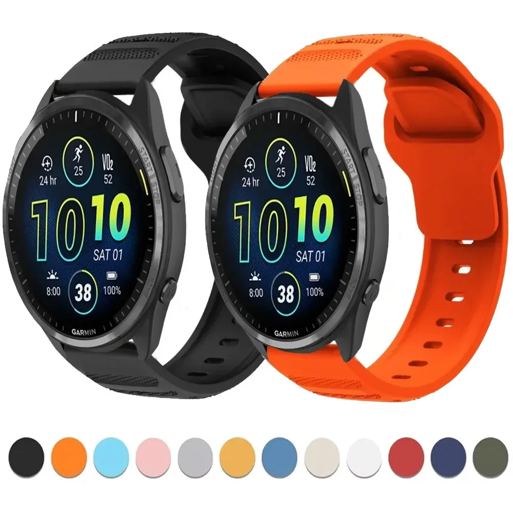 Pulseira esportiva de silicone macio, 20mm 22mm para garmin forerunner 970 570 965 955 265 255 165 55 pulseira para garmin venu 3 2/active 5 6