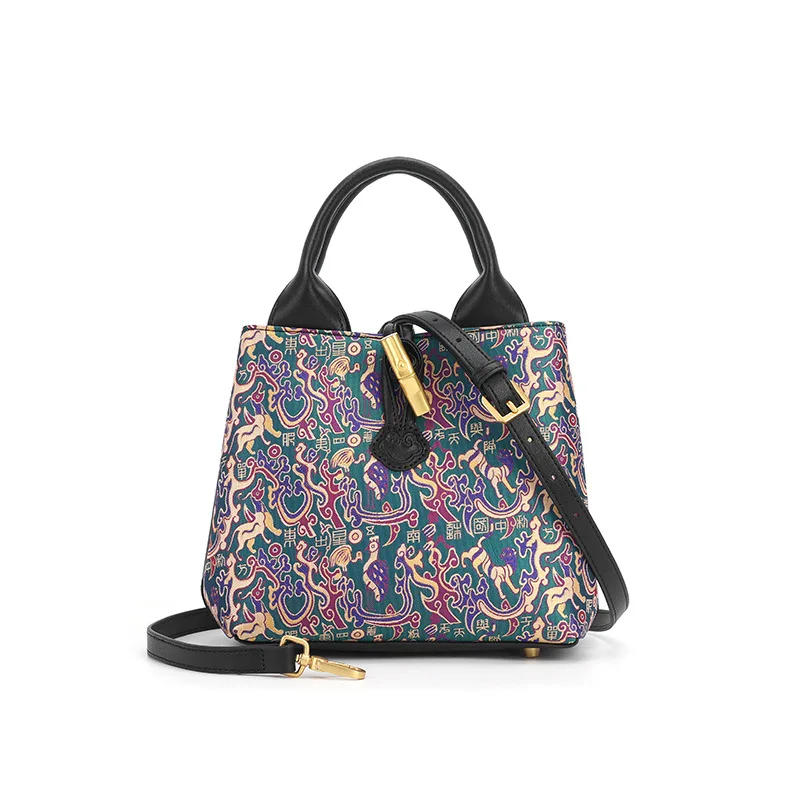 Novo estilo chinês estilo nacional bolsa feminina literária e retro de um ombro oblíqua span bolsa