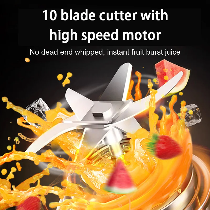 340ml Juicer Household Small Portable Fruit Juice Cup Rechargeable Lcd Display Electric Juicer 14 Blades Outdoor Travel