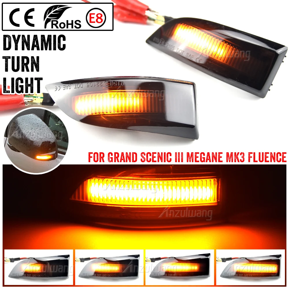 Repeater Indicator Dynamic LED Turn Signal Light For Renault Grand Scenic III Megane MK3 Fluence 2009 Latitude Safrane 2010-2015