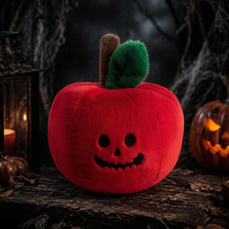 Halloween Apple Plush Toy Spooky Style Apple Stuffed Doll Desktop Ornament Halloween Party Decoration Holiday Gift