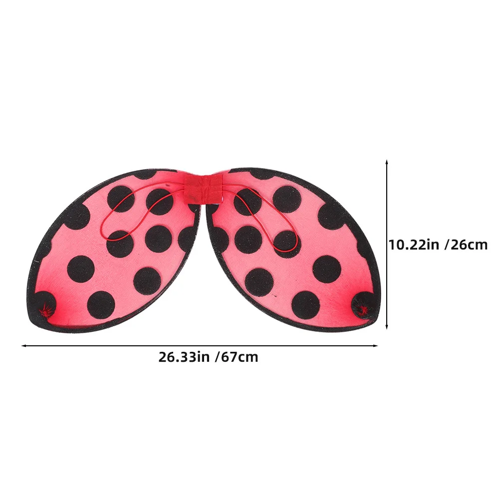 2pcs Kids Ladybug Wings Costume Foldable Lightweight Insect Wings For Girls Party Performance Dress Up Role Play Props Cosplay