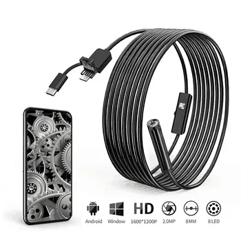 HD 내시경 카메라, IP67 방수 보어스코프 스코프 카메라, 8 LED, 자동차 지지대, 안드로이드 USB C 타입, 8mm, 1200P