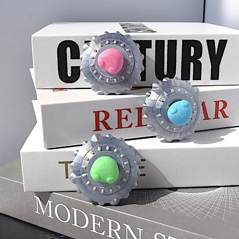 3D Printed Flying Disc Fingertip Gyro Toy Portable Stress Relief Alien Flying Disc Hand Spinner Gyro Fidget Toy