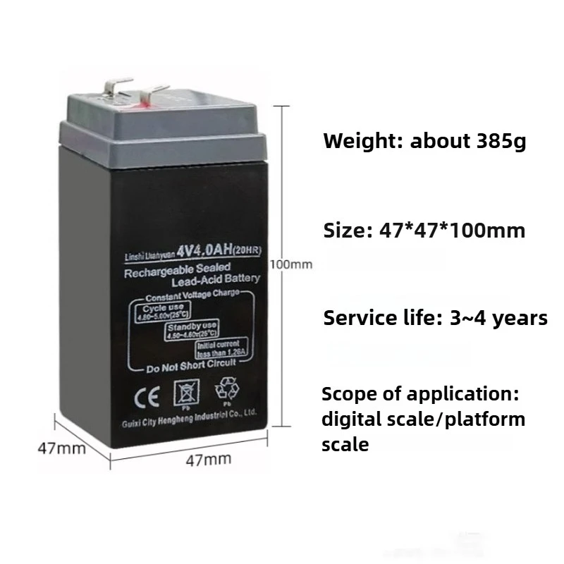 4V 4000mAh rechargeable lead-acid battery, suitable for LED light bulb electronic balance, maintenance free