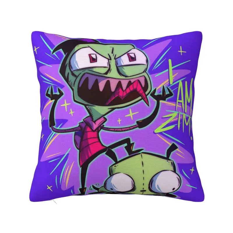 Custom Nordic Style Cute Cartoon I-Invader Z-Zim Throw Pillow Case Decoration Square Cushion Cover Pillowcover for Sofa