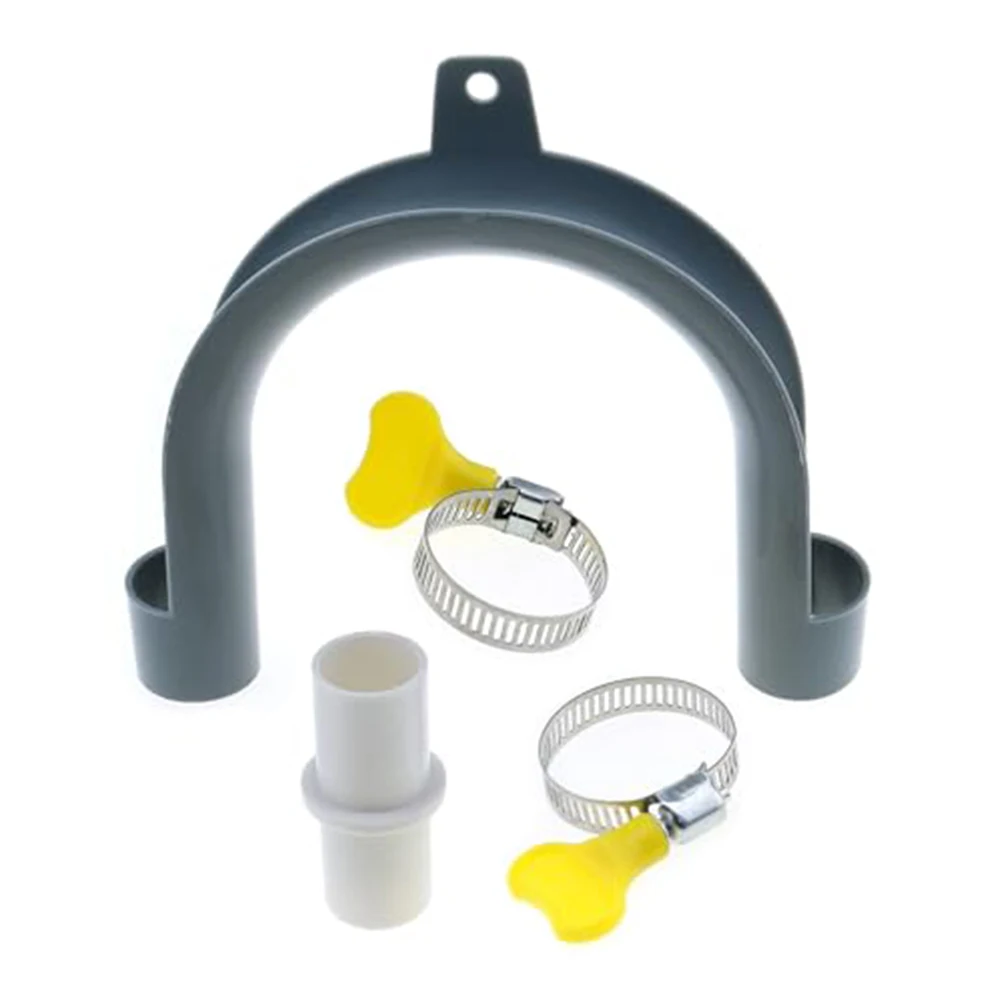 Kit de extensão de mangueira de drenagem, plástico resistente, suporte em forma de U, encaixe do PVC, braçadeiras de aço inoxidável