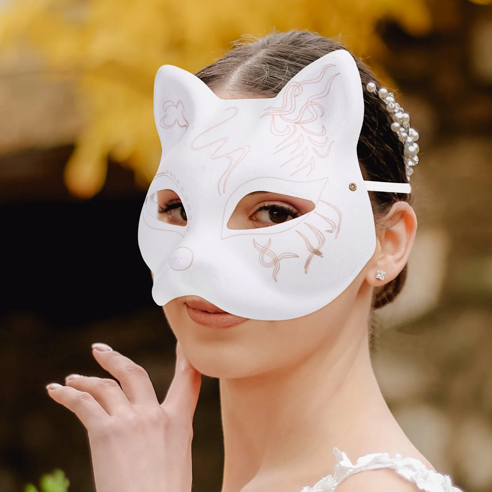 

Paintable Cat Paper Mask DIY Cosplay Accessories Party Masquerade Blank Mask for Halloween Costume Paintable Paper Masks