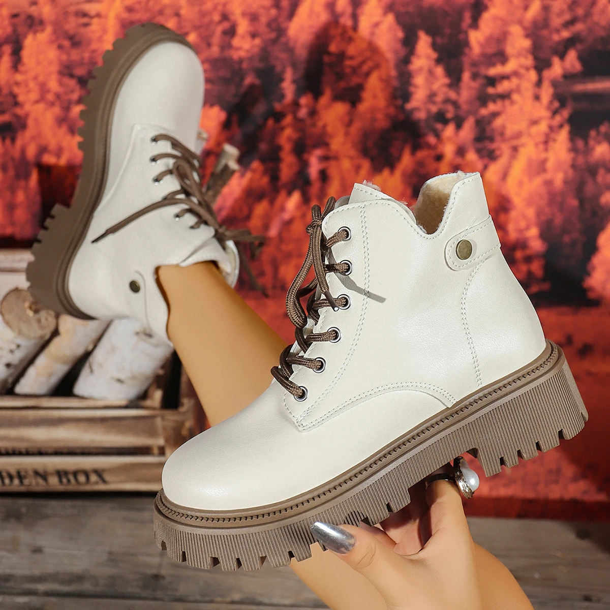 

Женские ботильоны, осенние и зимние ботинки для верховой езды на толстой подошве, женская непромокаемая модная женская обувь на платформе, обувь большого размера