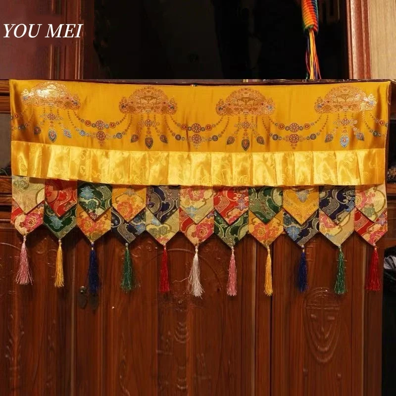 

Tibetan Prayer Flag Five-Color Drapery Buddhist Altar Eight Auspicious 1m Curtain Wall Hanging Curtain Buddhist Item Decoration