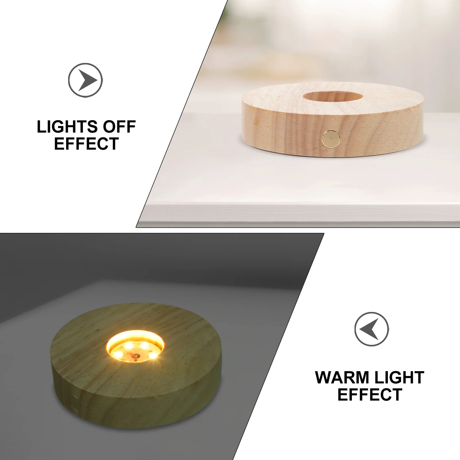 1 مجموعة الخشب عرض الركيزة مصباح ليد قاعدة ل كريستال الكرة Usb بالطاقة مضيئة حامل عرض الزخرفية للمجوهرات من مادة الراتنج #4