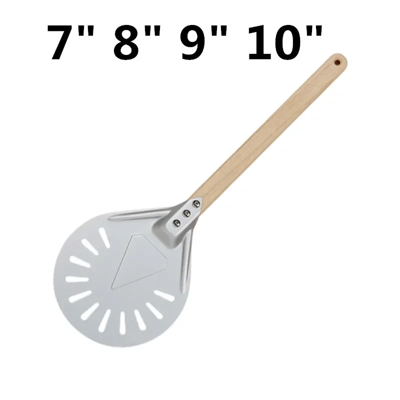 7 8 9 10 inch Perforated Turning Peel Pizza Shovel Aluminum Pizza Peel Paddle Short Pizza Tool Non Slip wooden Handle