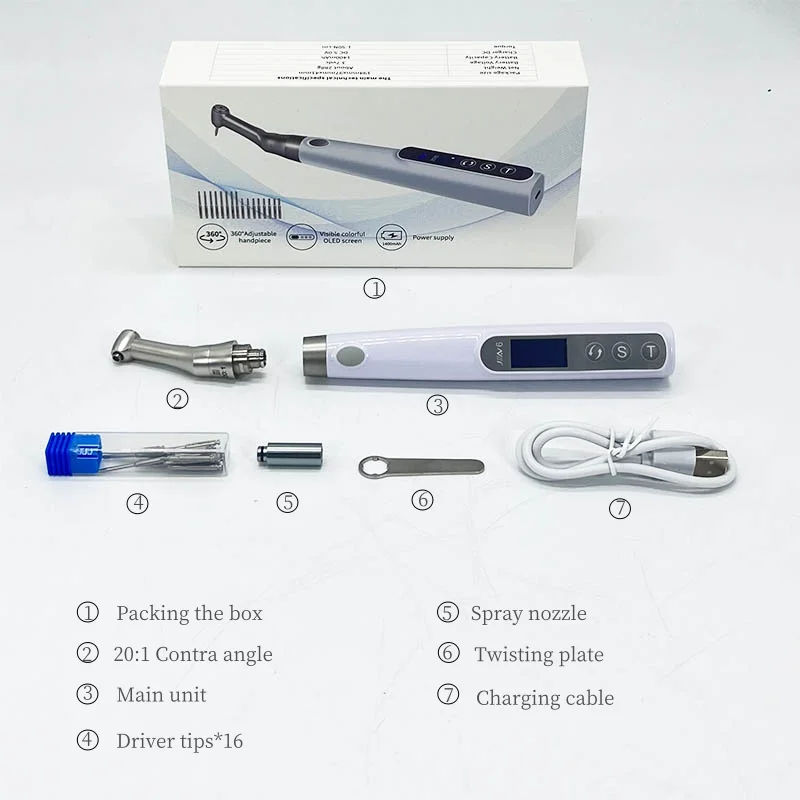 Portable Dental Implant Torque Electric Wrench Torque Driver Dentistry Universal Implant Repair Tools with 16Pcs Screws