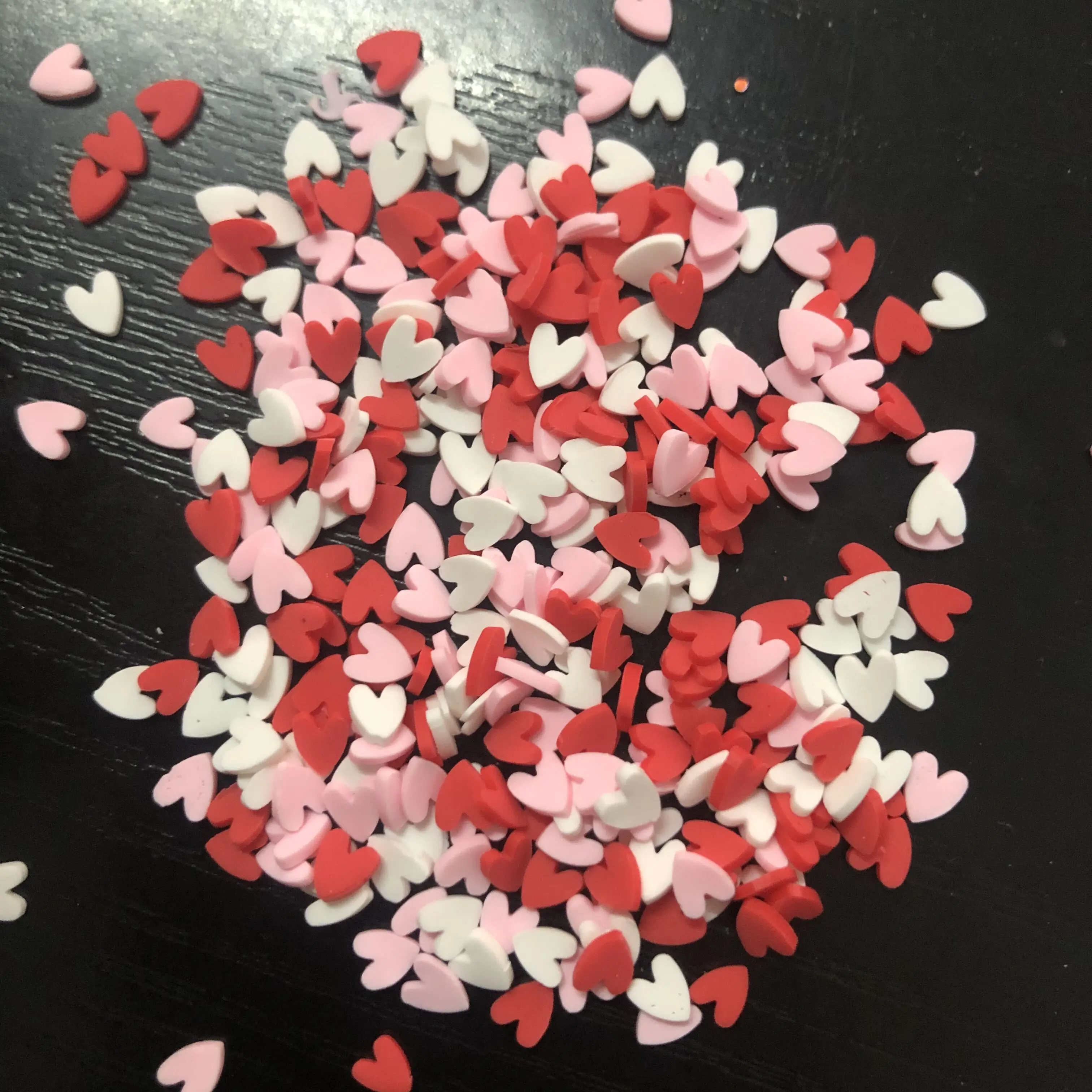100G/Lot 5mm Polymer Clay Slices Heart Sprinkles Lovely Confetti for Crafts Making, DIY