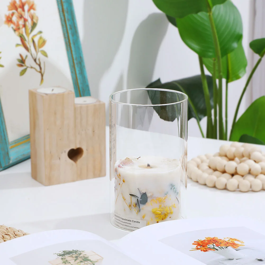 2Pcs Clear Glass Cylinders Windproof Decorative Shades for Home and Dining Room Covers Decorative Glass Shades