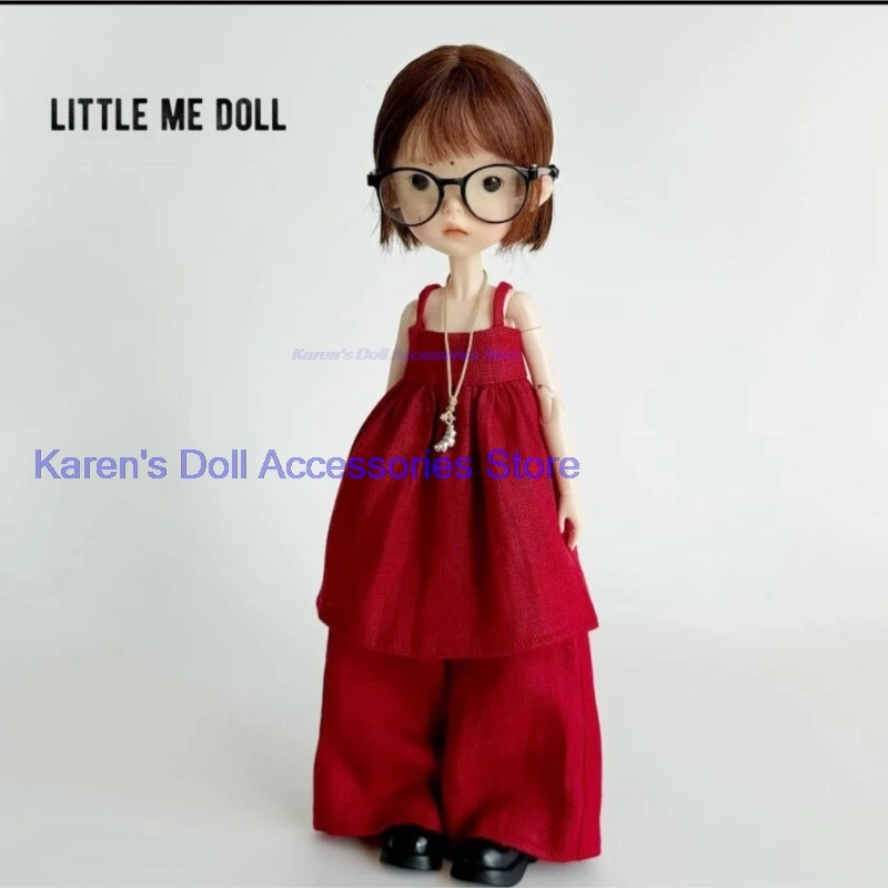 2pcs red Cotton and linen stripes 2026 fashion design Blythe/landoudou tops+pants  (Fit for Lulu,ymy24,Ob22,24,26,zone, Jenny)