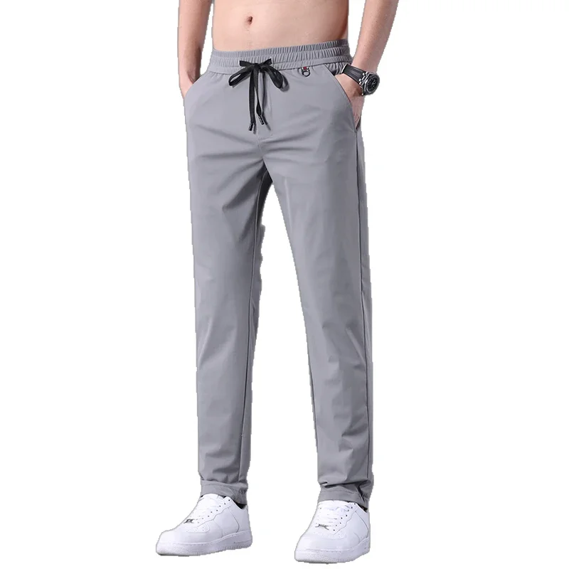 

New Arrival Summer Casual Men's Pants Thin Ice Silk Quick Drying Straight Tube Mens Clothing Loose Elastic Breathable Streetwear