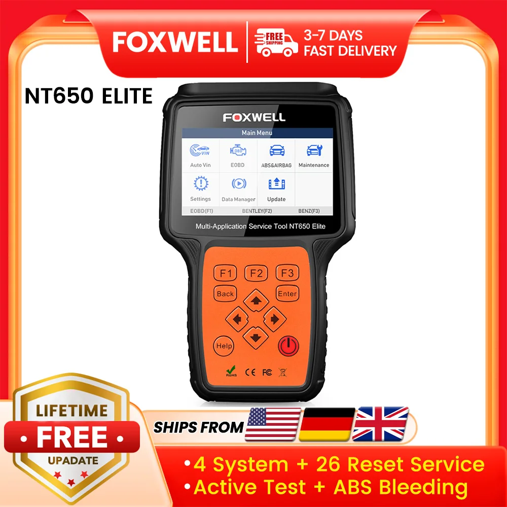 

FOXWELL NT650 Elite OBD2 сканер полностью двунаправленный инструмент сканирования автомобильный двигатель ABS SRS считыватель диагностических кодов с 26 сбросами обслуживания