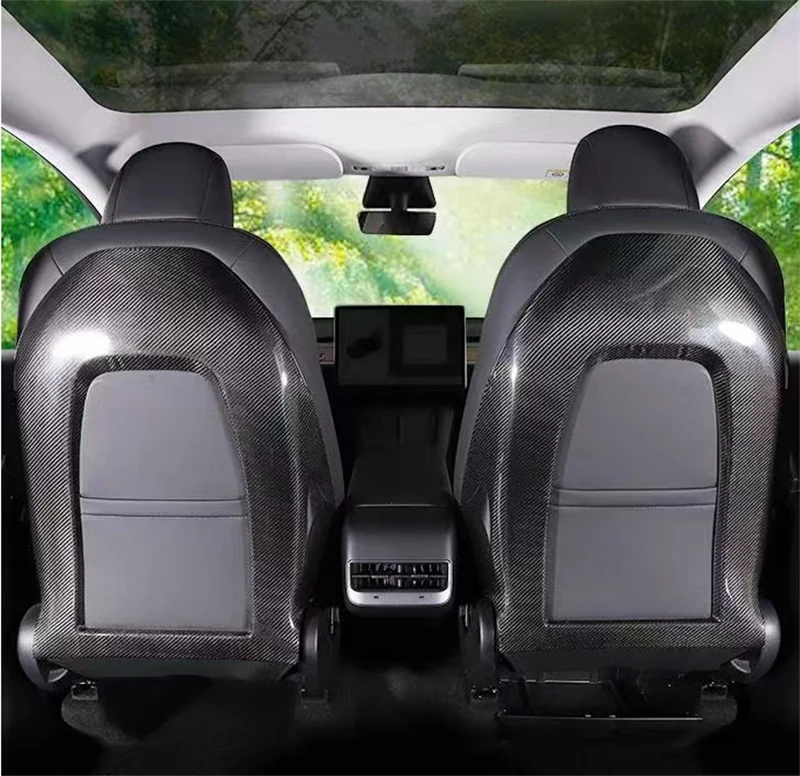 

For Tesla Model 3 Model Y High Quality Real Carbon Fiber Back Kick Protectors Kick Mats Full Surrounded Seatback Covers