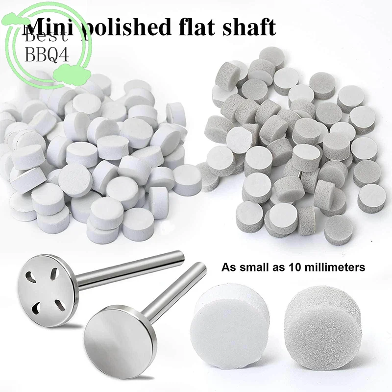 

BBQ4 50pcs 10 Mm Self-Adhesive Replaceable Sponge Buffing Pads Stainless Steel Disk For Pedicure Polish Accessories