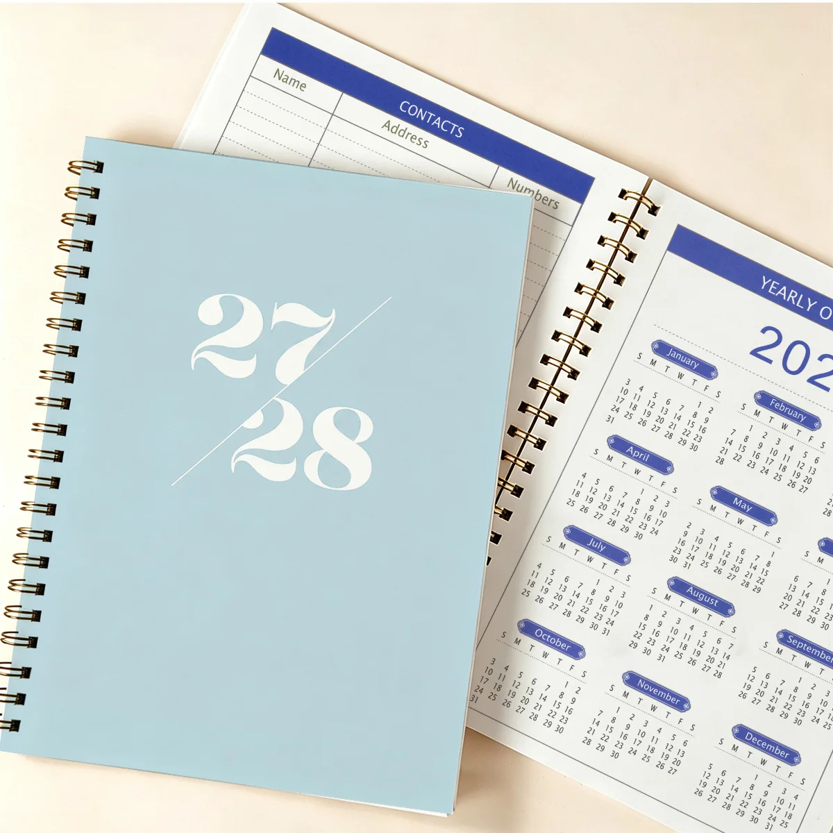2027-2028 2 Year Spiral Planner,27/28 Weekly Monthly Agenda Notebook, Hardcover Calendar Organizer for Work & Study