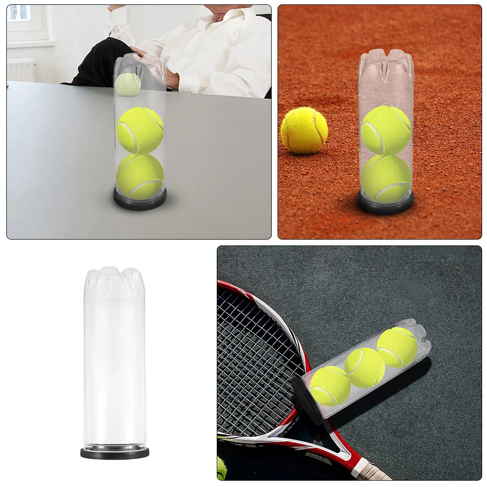 5 Pcs Tennis Balls Cylinder Transparent PVC Tube Container Black Lid Reusable Storage Bottle Sports Supply Clear Holder Portable