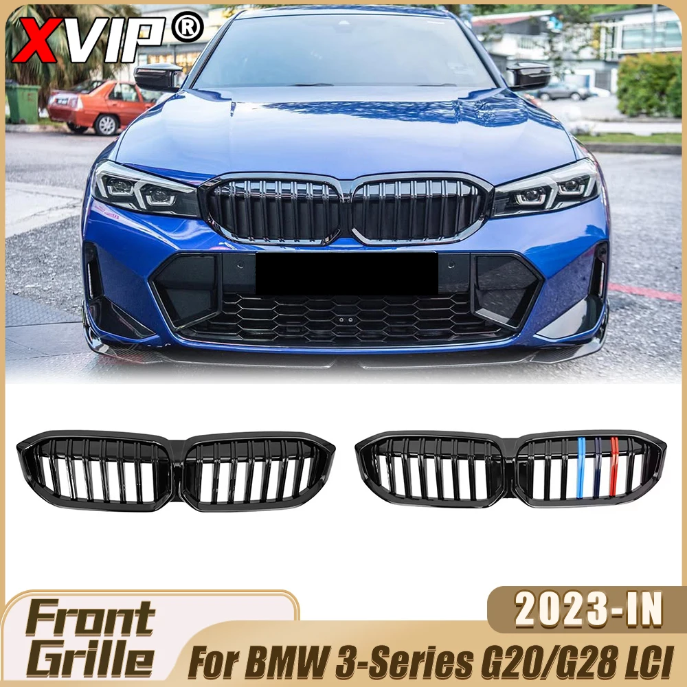 

XVIP Glossy Black Single Line Style Racing Grille Glossy M-Color Bumper Grille Upper Grille For BMW 3 Series G20/G28 LCI 2023-IN