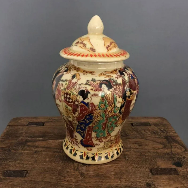 Traditional China Qing Qianlong General Tea Caddy - Jingdezhen Antique Porcelain, Classical Maid Figure Pattern Ceramic Jar