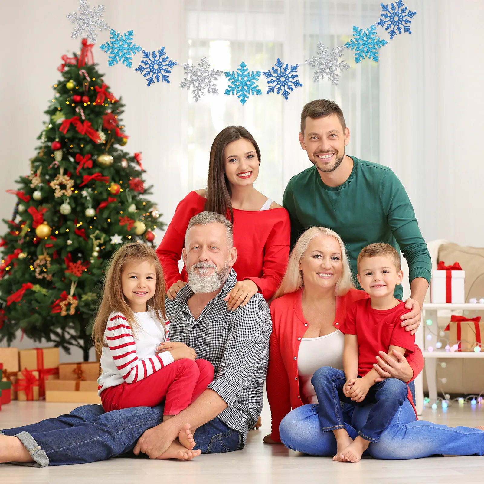 

2 комплекта декоративных подвесных баннеров-снежинок для дома, вечеринок, фотосессий, праздничное украшение, гирлянда-снежинка